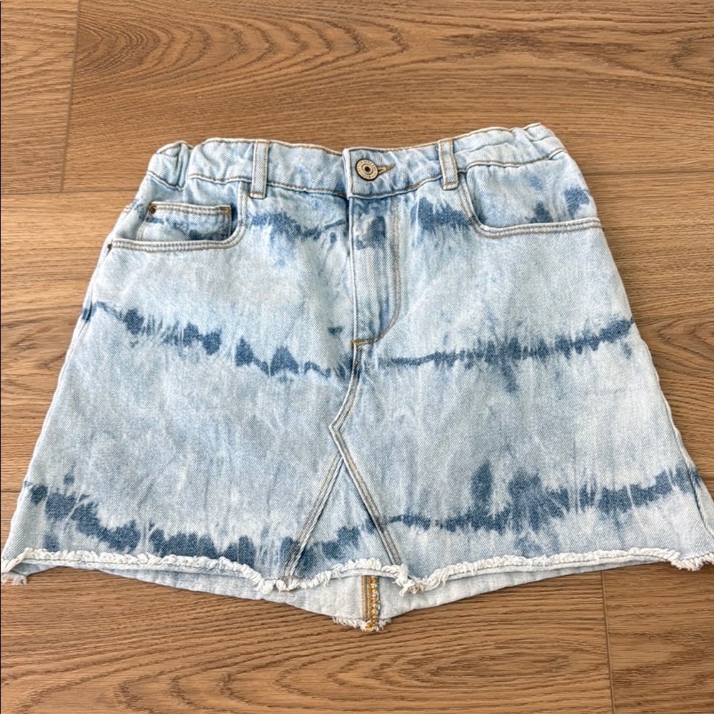 Zara girls 11/12 Blue Tie-Dye Denim Skirt